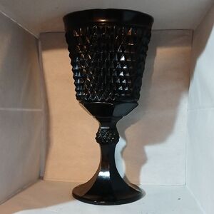 Vintage Indiana Black Tiara Glass Diamond Point Large Apothecary Candy Jar Vase